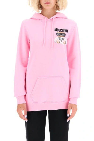 Shop Moschino Teddy Print Hoodie In Pink