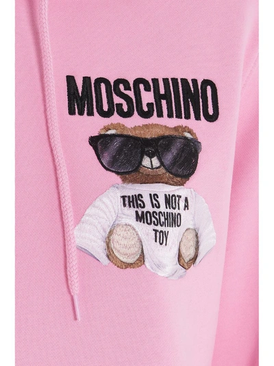 Shop Moschino Teddy Print Hoodie In Pink