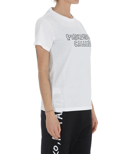 Shop Pinko Slogan Printed T In White