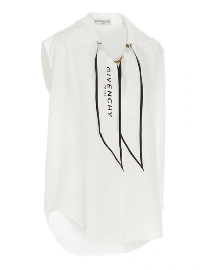 Shop Givenchy Logo Scarf Sleeveless Blouse In White