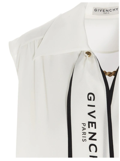 Shop Givenchy Logo Scarf Sleeveless Blouse In White