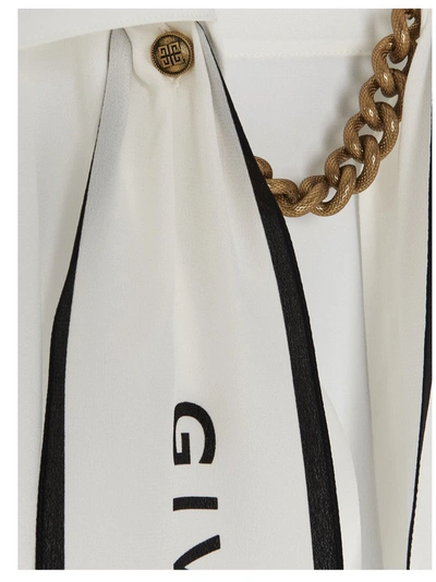 Shop Givenchy Logo Scarf Sleeveless Blouse In White