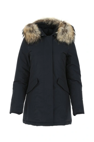 Shop Woolrich Fur Trim Hooded Arctic Parka In Navy