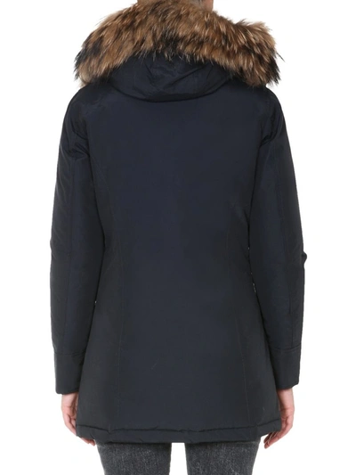 Shop Woolrich Fur Trim Hooded Arctic Parka In Navy