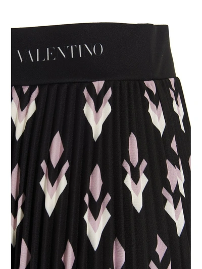 Shop Valentino Pleated Midi Skirt In Multi