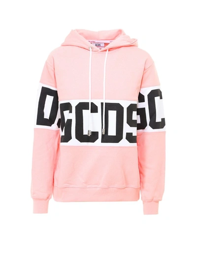 Shop Gcds Logo Band Hoodie In Pink