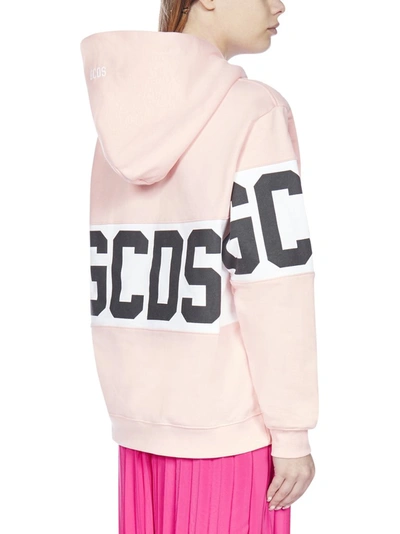 Shop Gcds Logo Band Hoodie In Pink