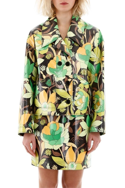 Shop Fendi Floral Print Jacket In Multi