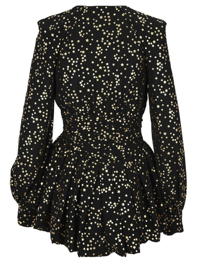 Shop Attico The  Star Print Pleated Dress In Black