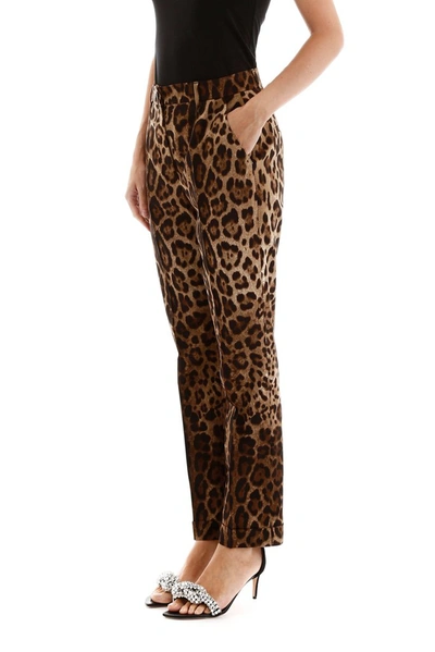 Shop Dolce & Gabbana Leopard Print Trousers In Brown