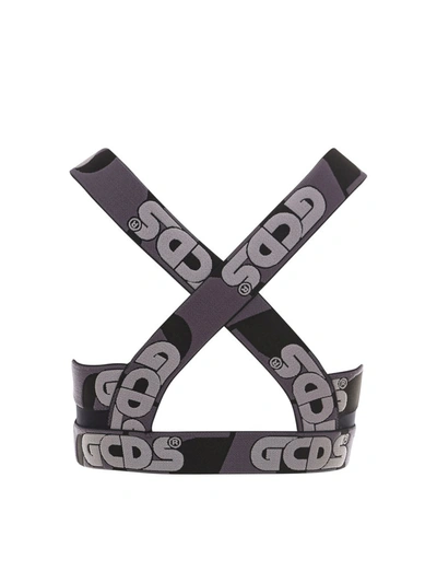 Shop Gcds Logo Tape Sports Bra In Black