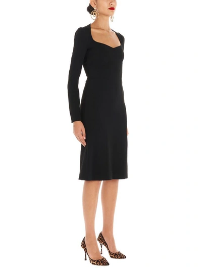 Shop Dolce & Gabbana Sweetheart Midi Dress In Black