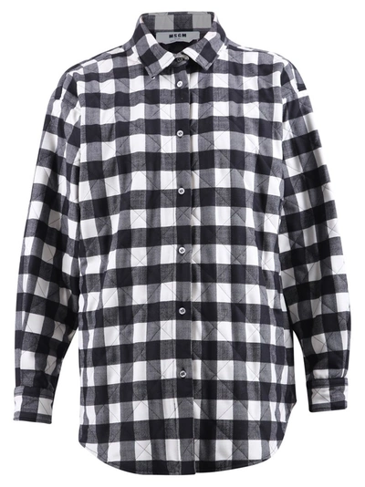 Shop Msgm Checked Quilted Overshirt In Multi