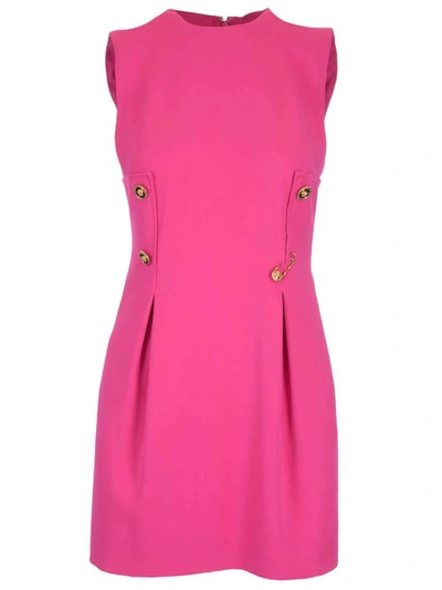 Shop Versace Safety Pin Mini Dress In Pink