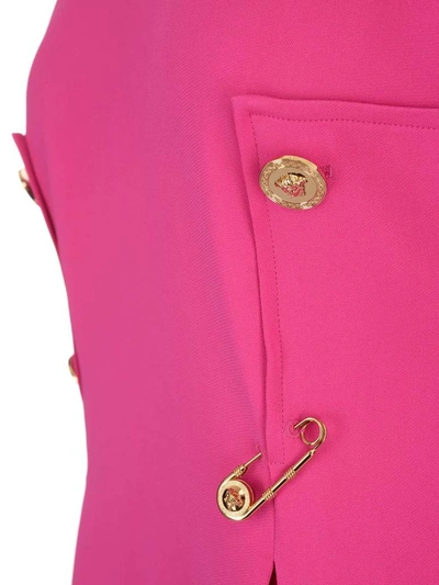 Shop Versace Safety Pin Mini Dress In Pink