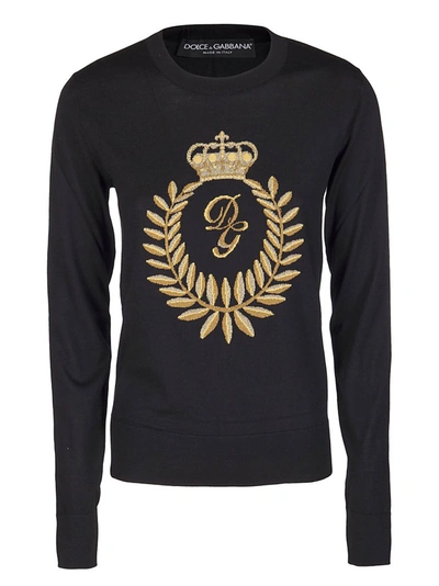 Shop Dolce & Gabbana Intarsia Crewneck Jumper In Black