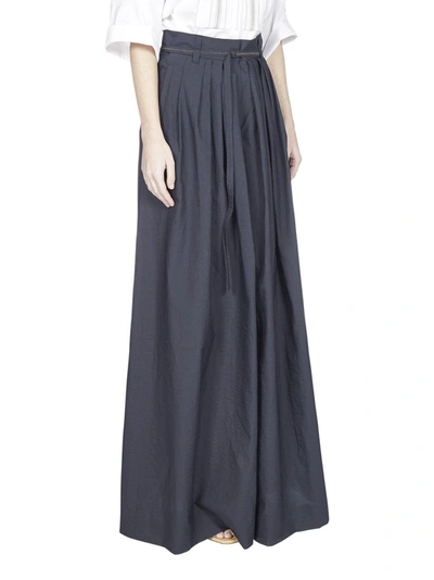 Shop Brunello Cucinelli Pleated Wide Leg Pants In Blue