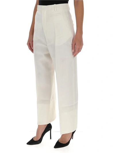 Shop Jacquemus High Waisted Pants In White