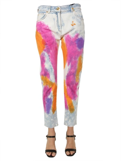 Shop Versace Tie Dye Tapered Jeans In Multi