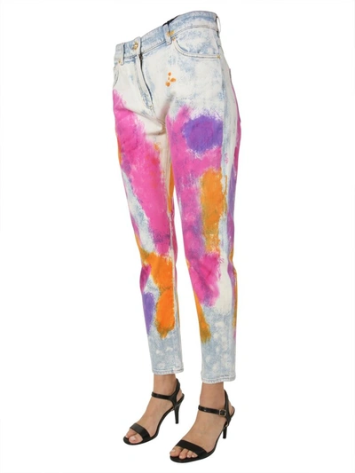 Shop Versace Tie Dye Tapered Jeans In Multi