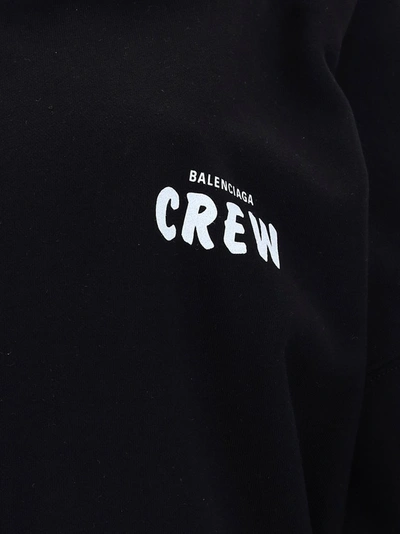 Shop Balenciaga Crew Printed Hoodie In Black