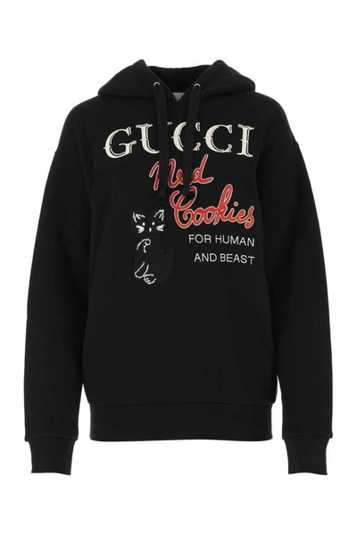 Shop Gucci Mad Cookies Print Hoodie In Black