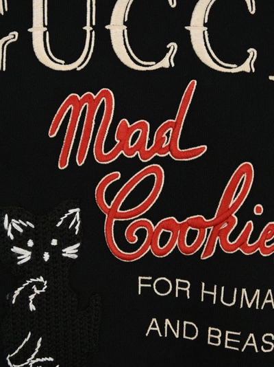 Shop Gucci Mad Cookies Print Hoodie In Black