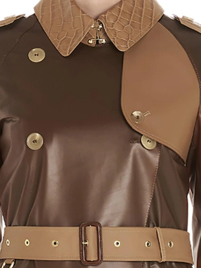 Shop Burberry Gifford Collared Belted Double Breasted Trench Coat In Brown