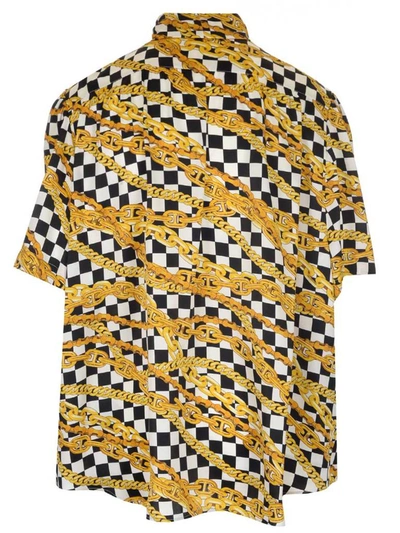 Shop Balenciaga Short Sleeve Scarf Blouse In Multi