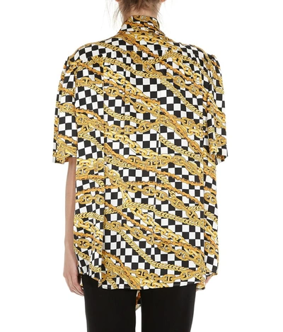 Shop Balenciaga Short Sleeve Scarf Blouse In Multi