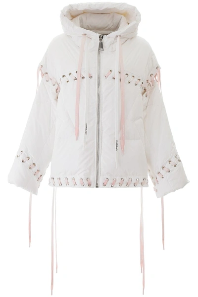 Shop Khrisjoy Lace Up Padded Jacket In White