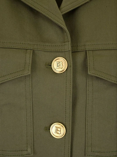 Shop Balmain Button Embellished Short In Green
