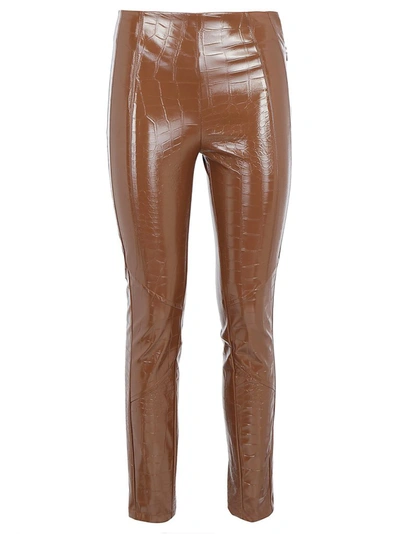 Shop Pinko Embossed Skinny Pants In Brown