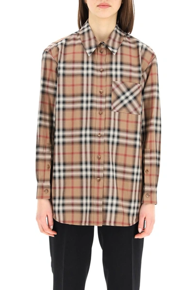 Shop Burberry Ombré Check Oversized Shirt In Multi