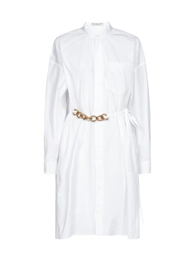Shop Givenchy Chain Belt Shirt Dress In White
