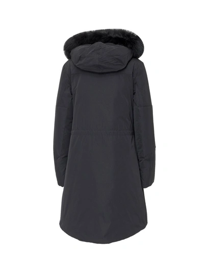 Shop Woolrich Fur Trim Hooded Military Parka In Black