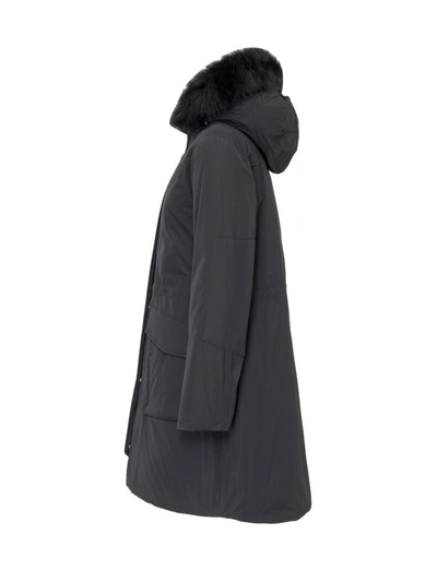 Shop Woolrich Fur Trim Hooded Military Parka In Black