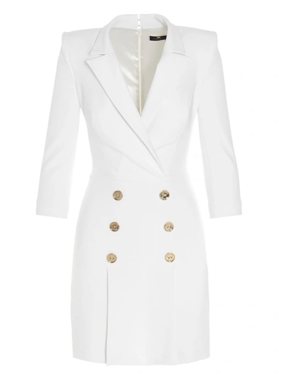 Shop Elisabetta Franchi Double Breasted Coat Dress In White