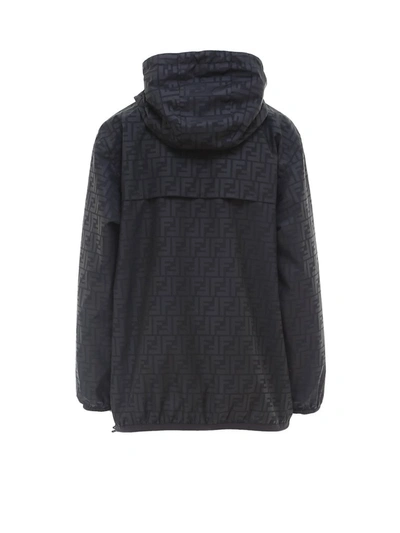 Shop Fendi Ff Motif Reversible Hooded Jacket In Black