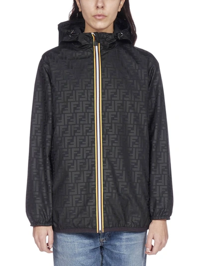 Shop Fendi Ff Motif Reversible Hooded Jacket In Black