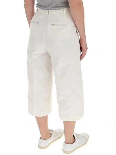 Shop Pinko Cropped Wide Leg Pants In White