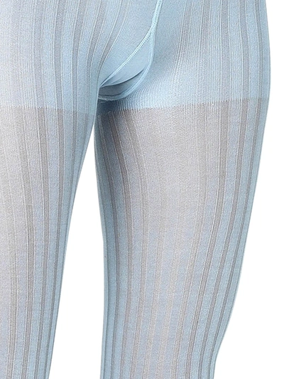 Shop Prada Ribbed High Waist Tights In Blue