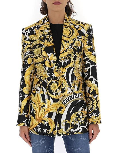 Shop Versace Baroque Printed Blazer In Multi