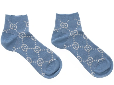 Shop Gucci Gg Lamé Socks In Blue