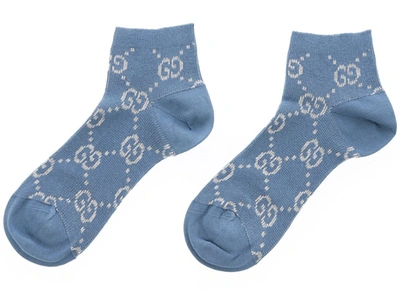 Shop Gucci Gg Lamé Socks In Blue
