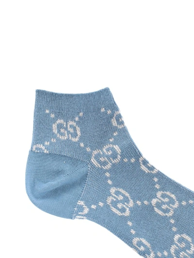 Shop Gucci Gg Lamé Socks In Blue