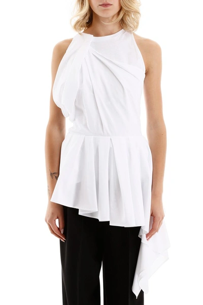 Shop Alexander Mcqueen Asymmetric Peplum Top In White