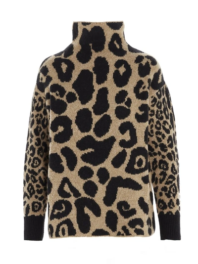 Shop Stella Mccartney Turtleneck Leopard Intarsia Sweater In Multi