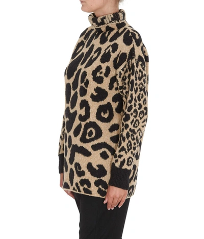 Shop Stella Mccartney Turtleneck Leopard Intarsia Sweater In Multi