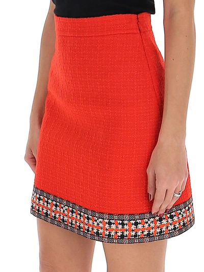 Shop Gucci Jacquard Hem Mini Skirt In Red